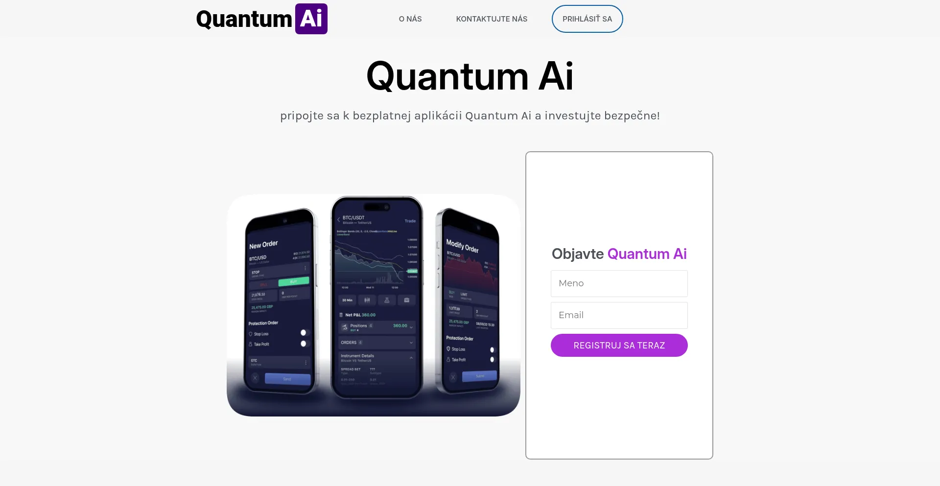Website screenshot of Quantumai.sk