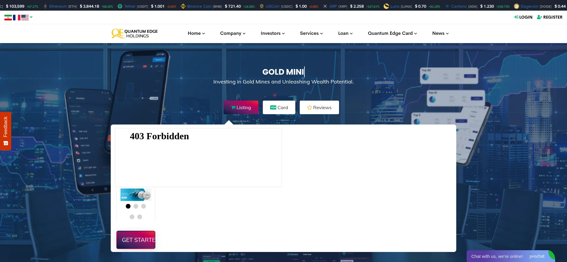 Website screenshot of Quantumedgeholdings.io