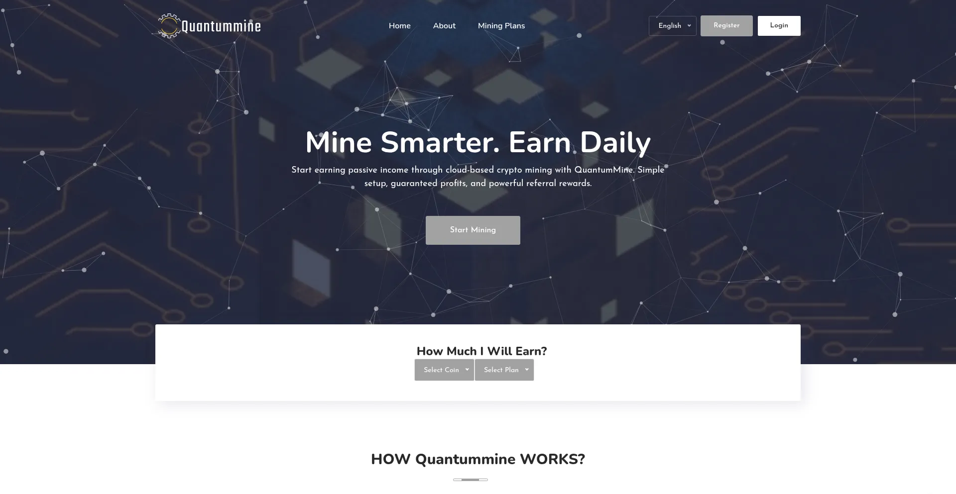 Website screenshot of Quantummine.cc