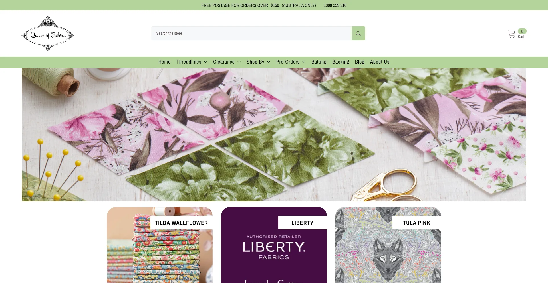 Website screenshot of Queenoffabric.com.au