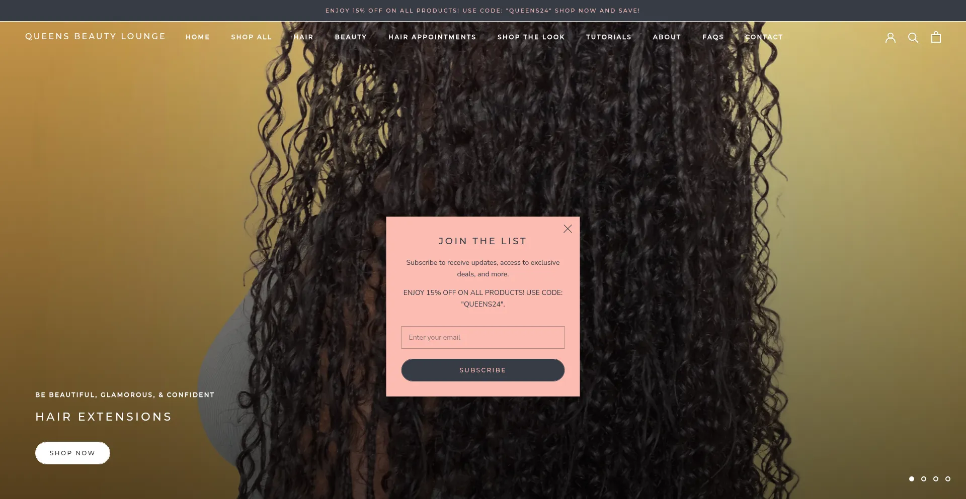 Queensbeautyloungellc.com Screenshot