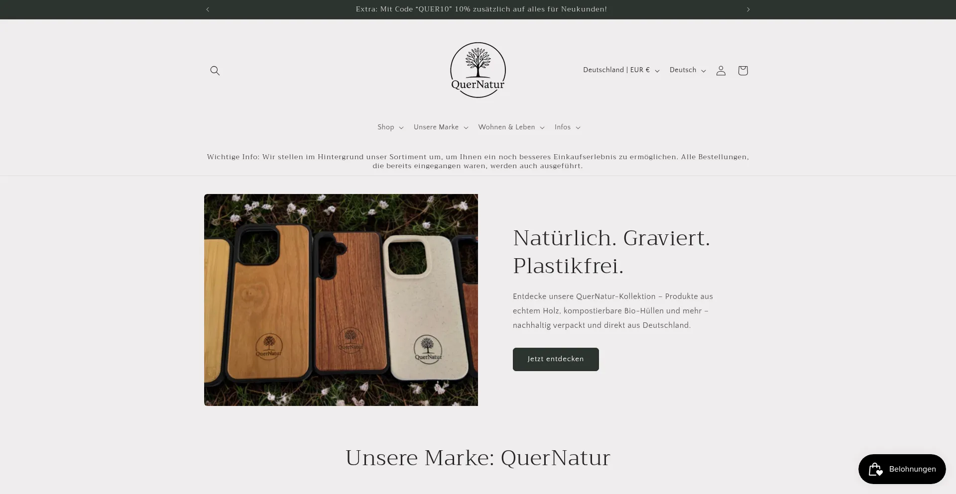 Website screenshot of Quernatur.de