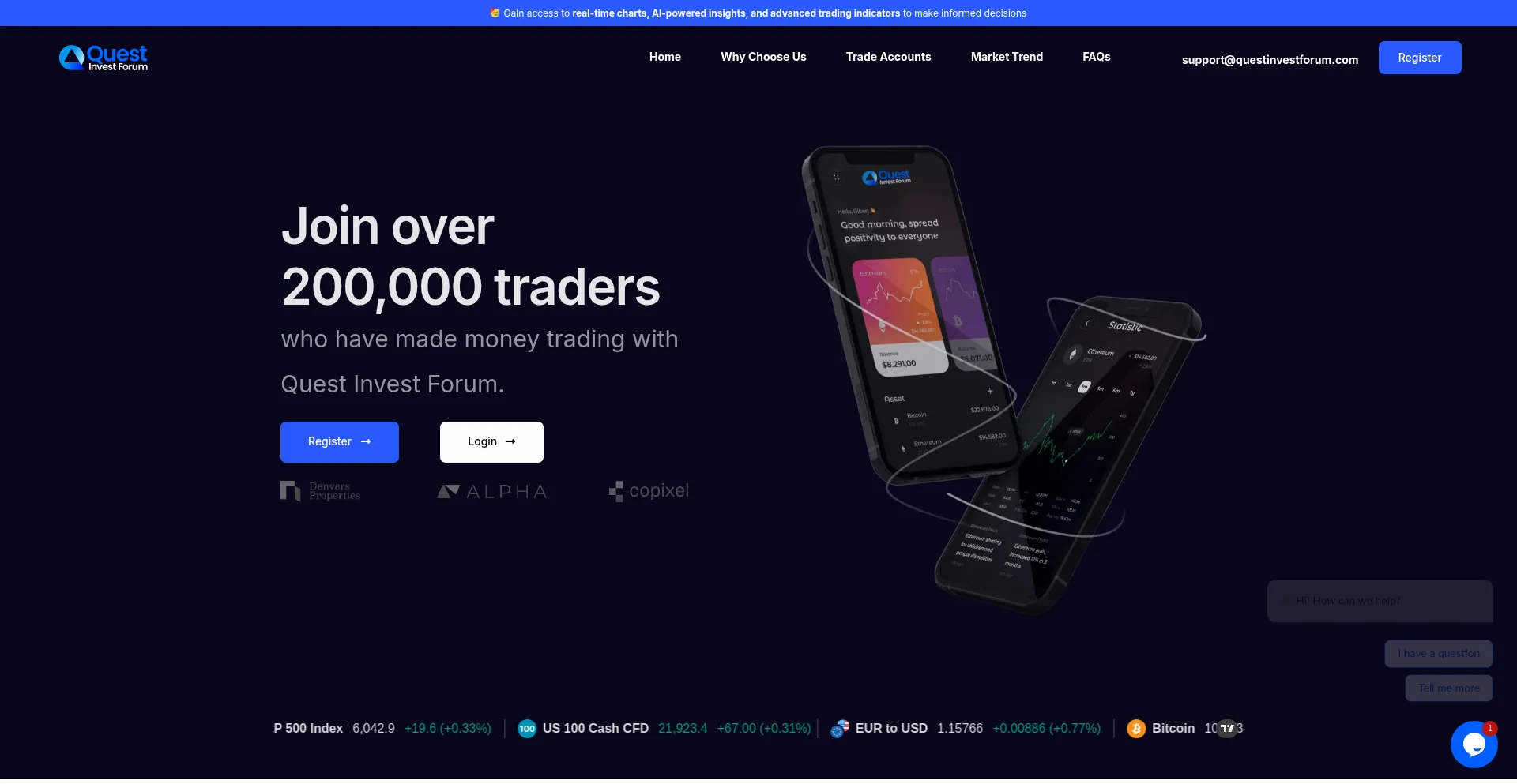 Website screenshot of Questinvestforum.com