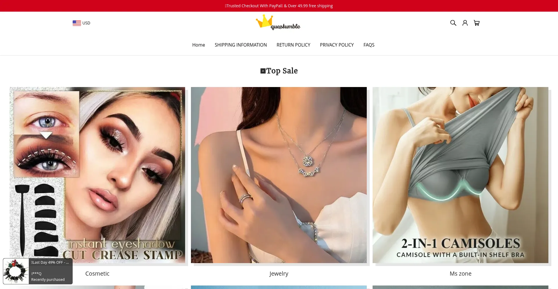 Website screenshot of Questumble.com