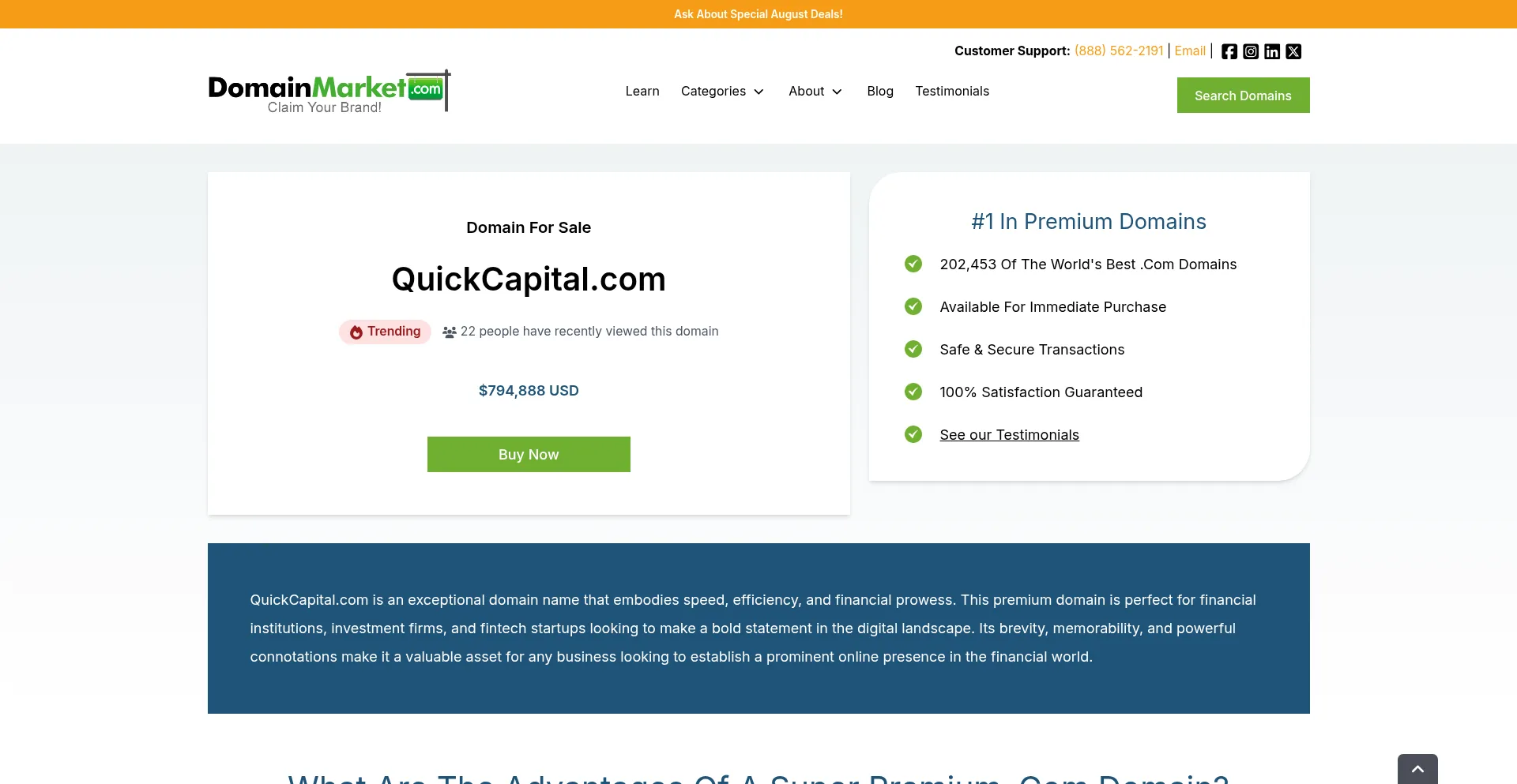 Website screenshot of Quickcapital.com