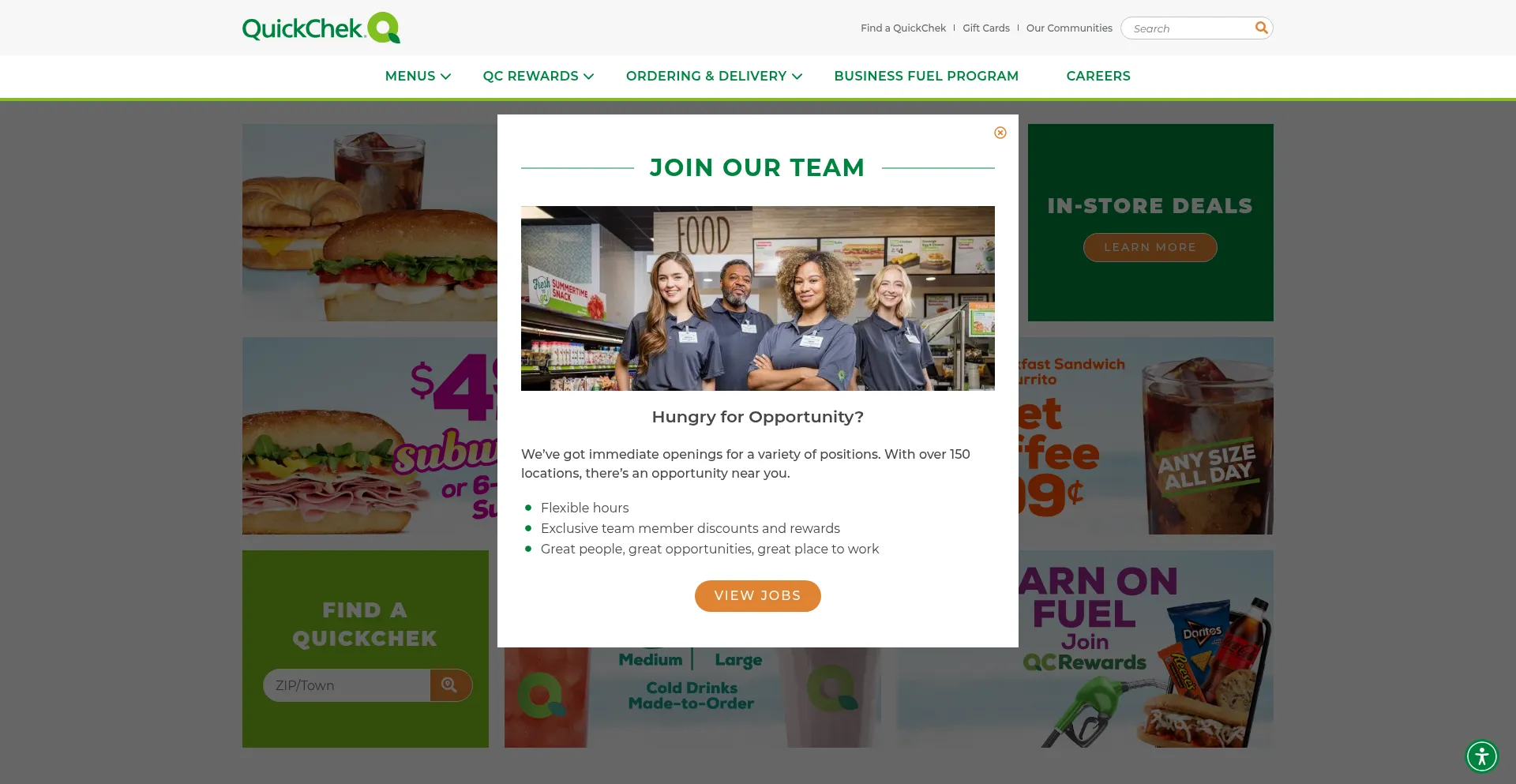 Website screenshot of Quickchek.com