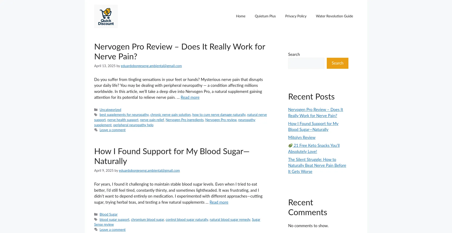 Website screenshot of Quickdiscounts.store
