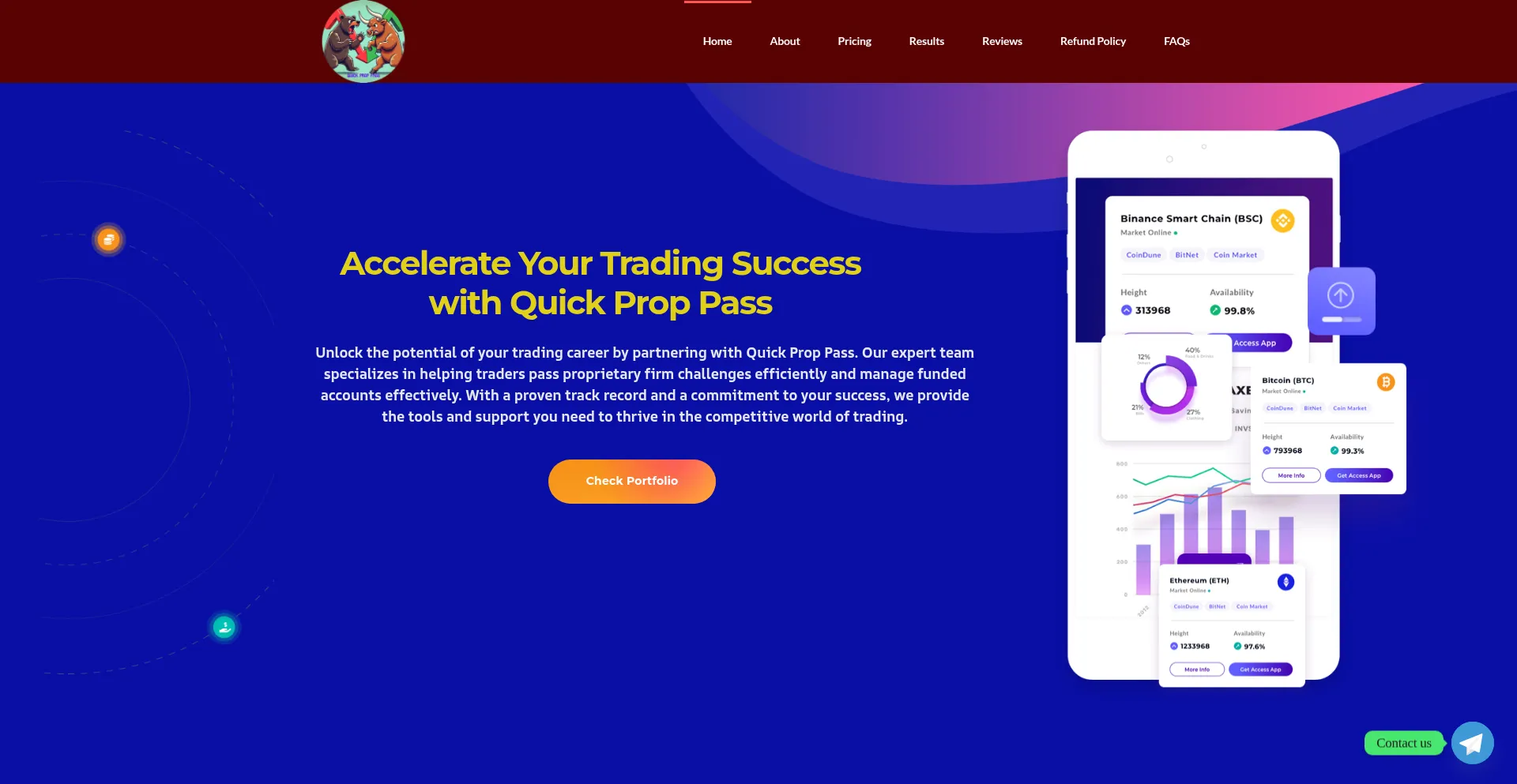 Website screenshot of Quickproppass.com
