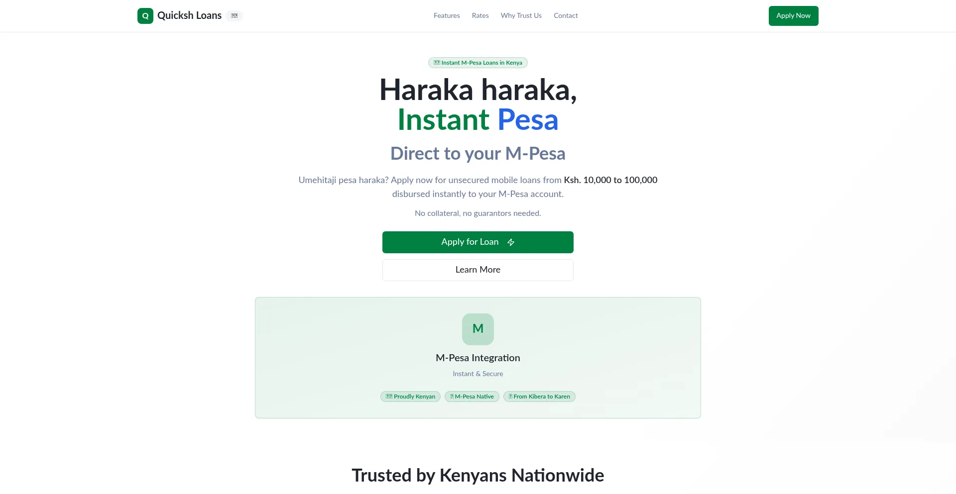 Website screenshot of Quicksh.co.ke