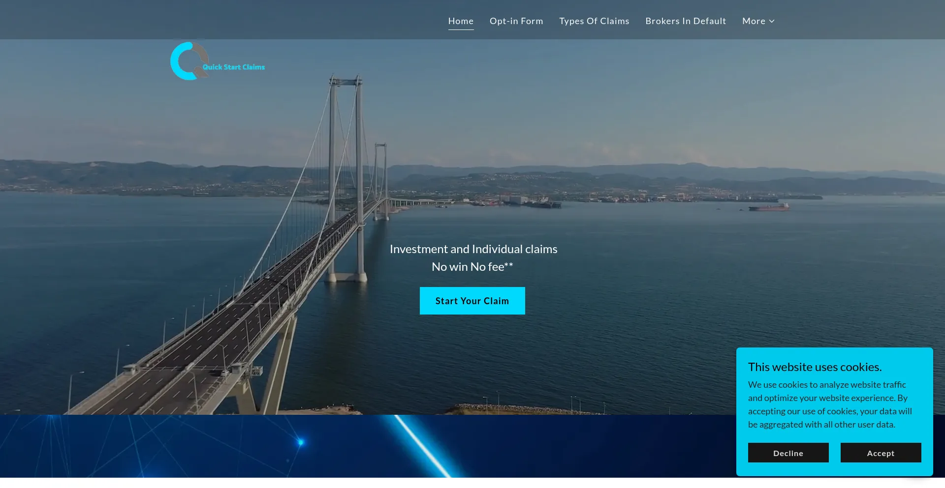 Website screenshot of Quickstartclaims.com