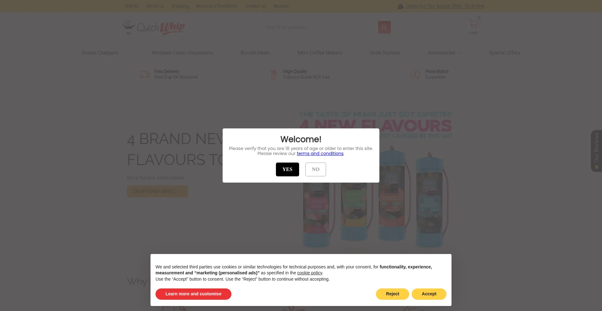 Website screenshot of Quickwhip.co.uk