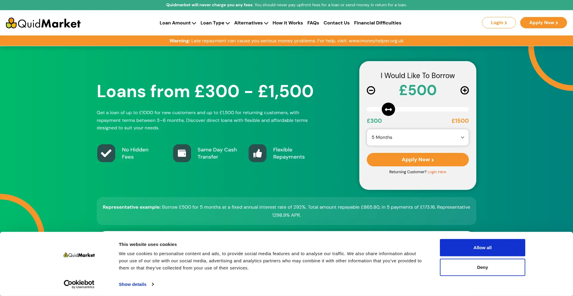 Quidmarketloans.com Screenshot