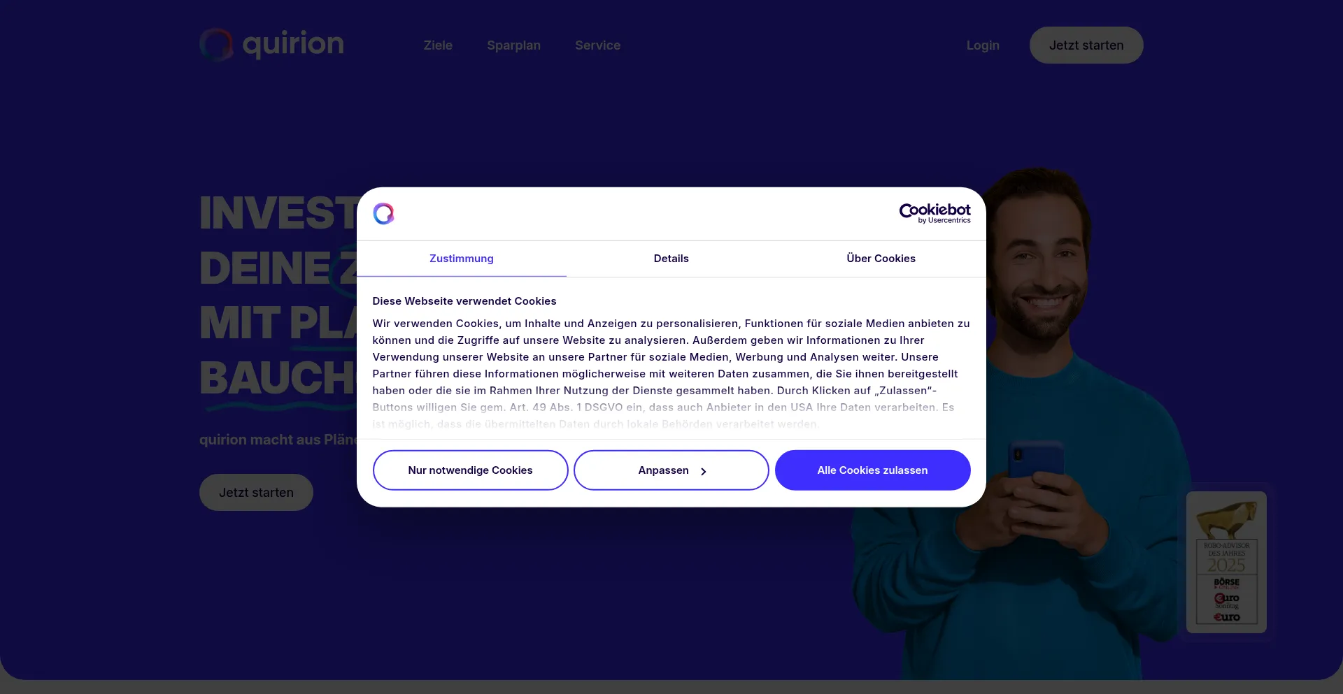 Website screenshot of Quirion.de