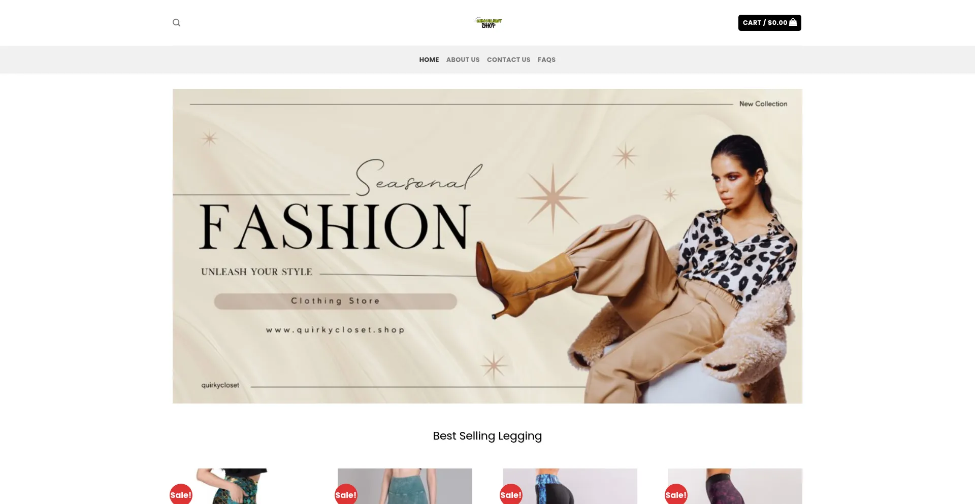 Website screenshot of Quirkycloset.shop