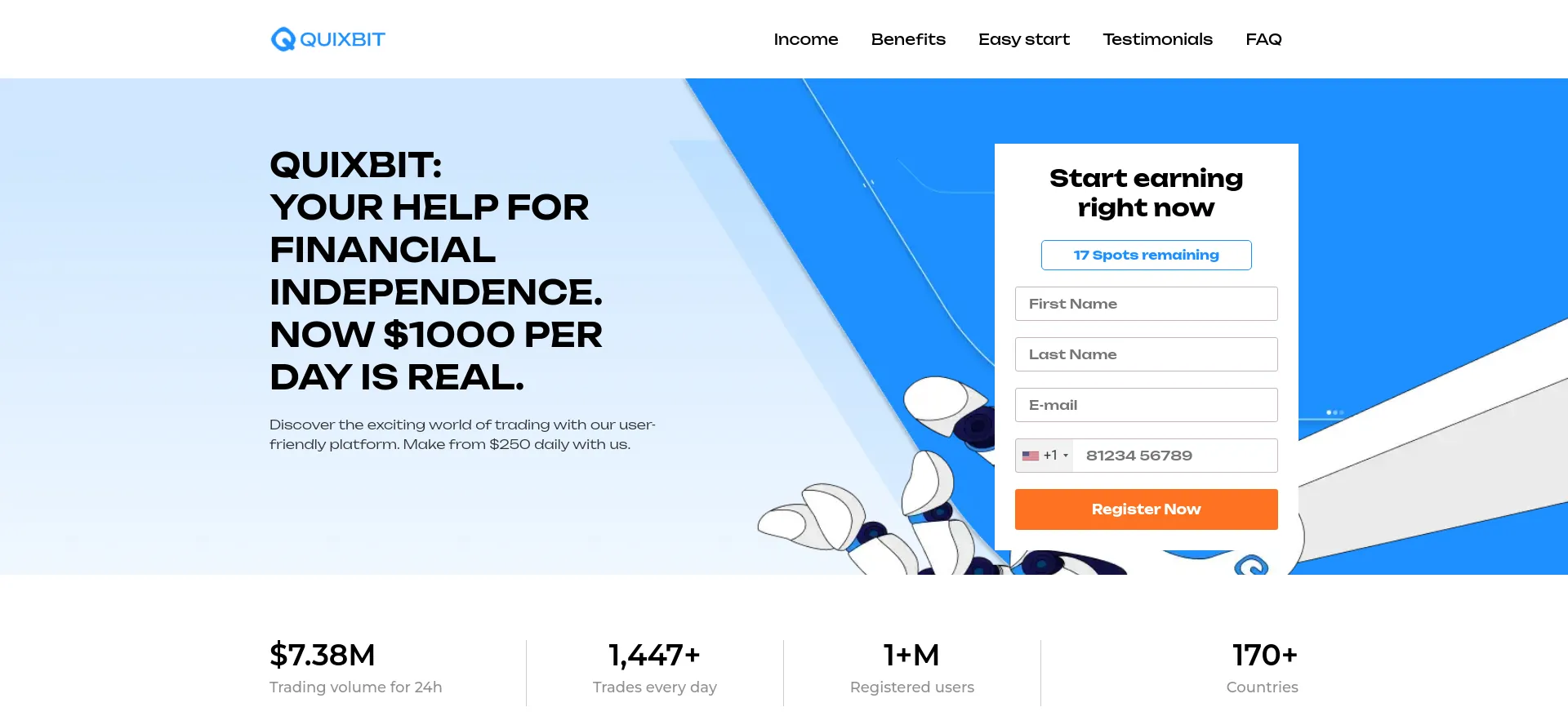 Website screenshot of Quixbit.io