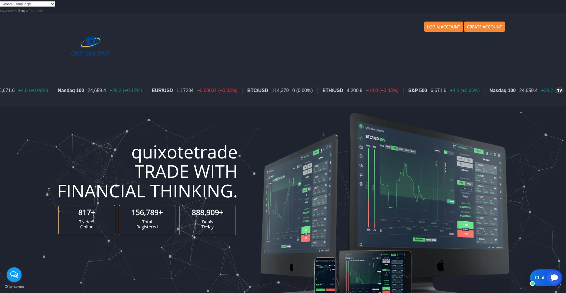Quixotetrade.live Screenshot