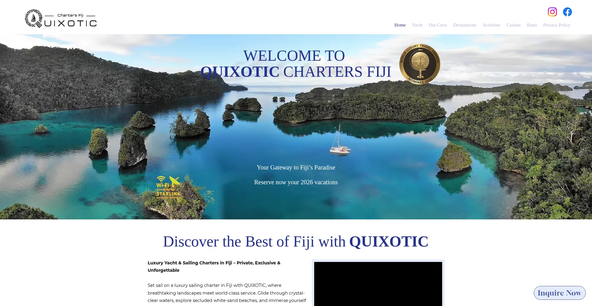 Website screenshot of Quixoticcharters.com