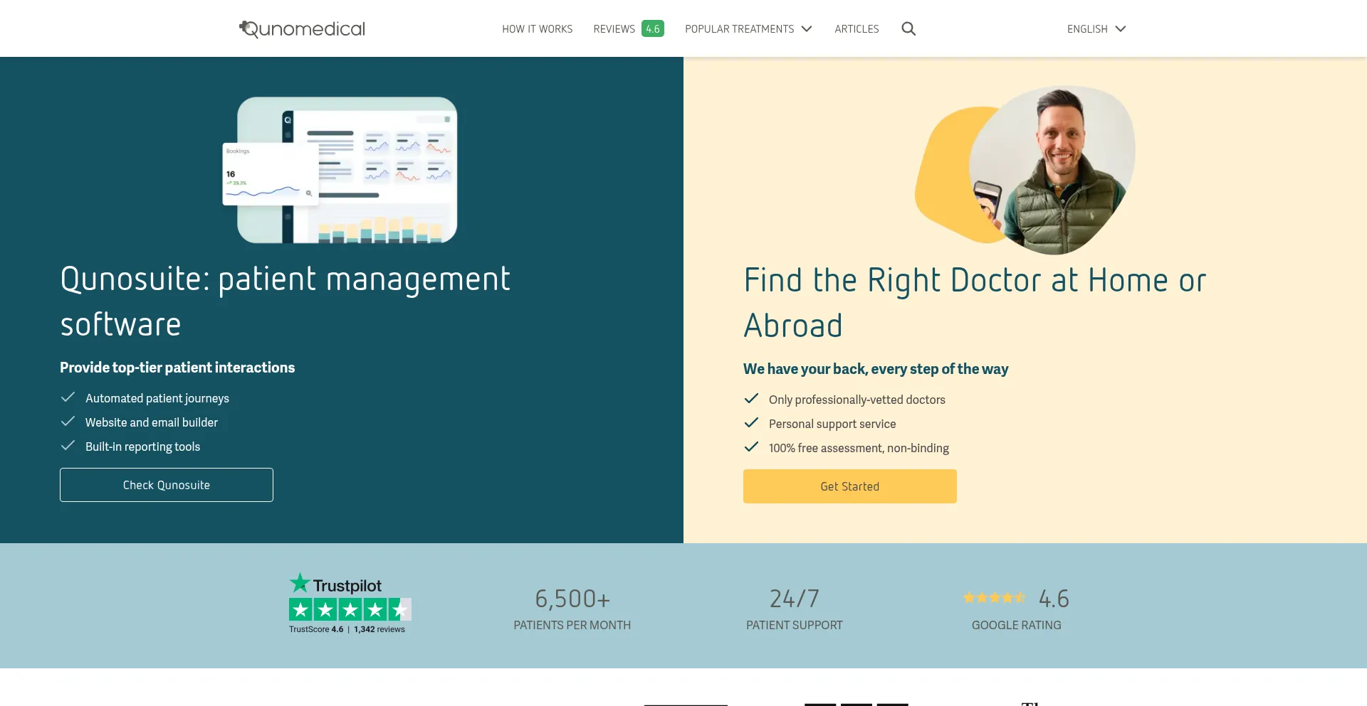 Website screenshot of Qunomedical.com