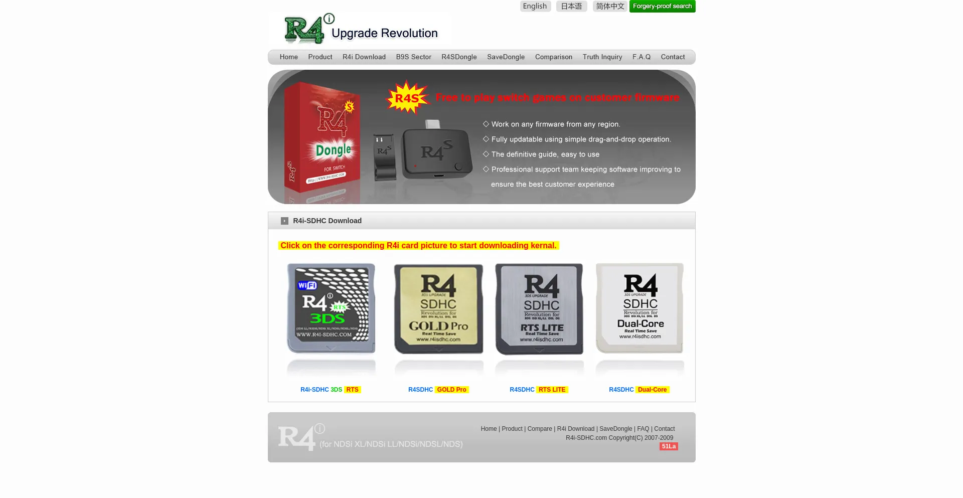 Website screenshot of R4i-sdhc.com