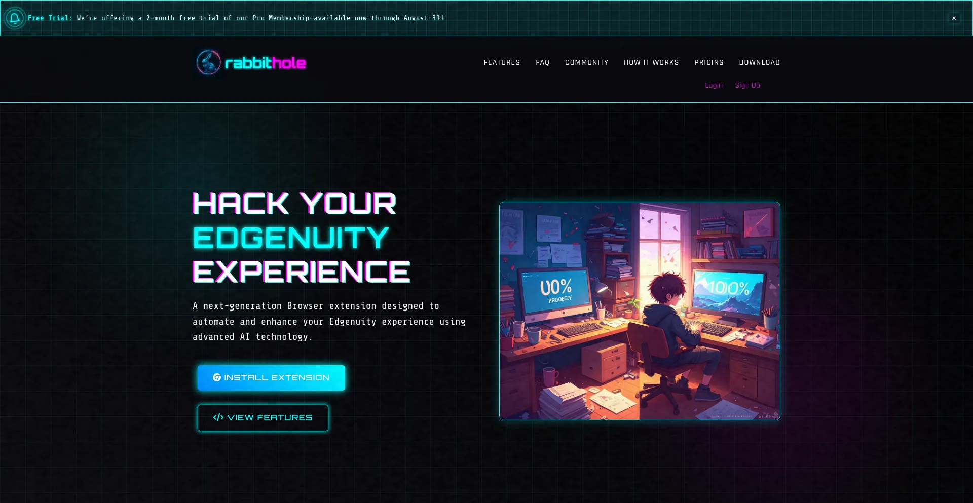 Website screenshot of Rabbit7holes.org