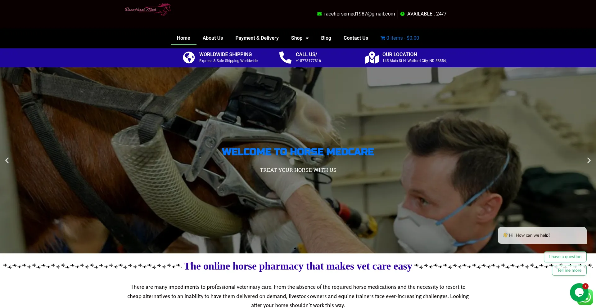 Racehorsemedcare.com Screenshot