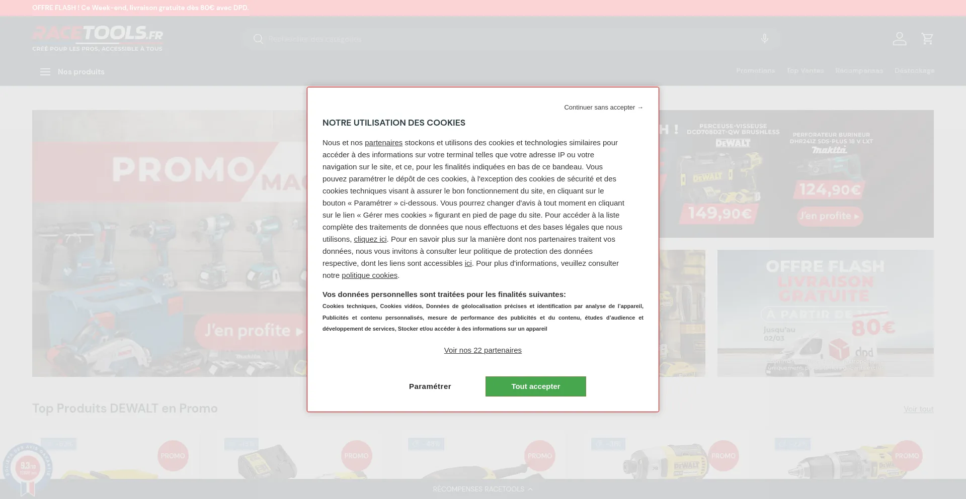 Website screenshot of Racetools.fr