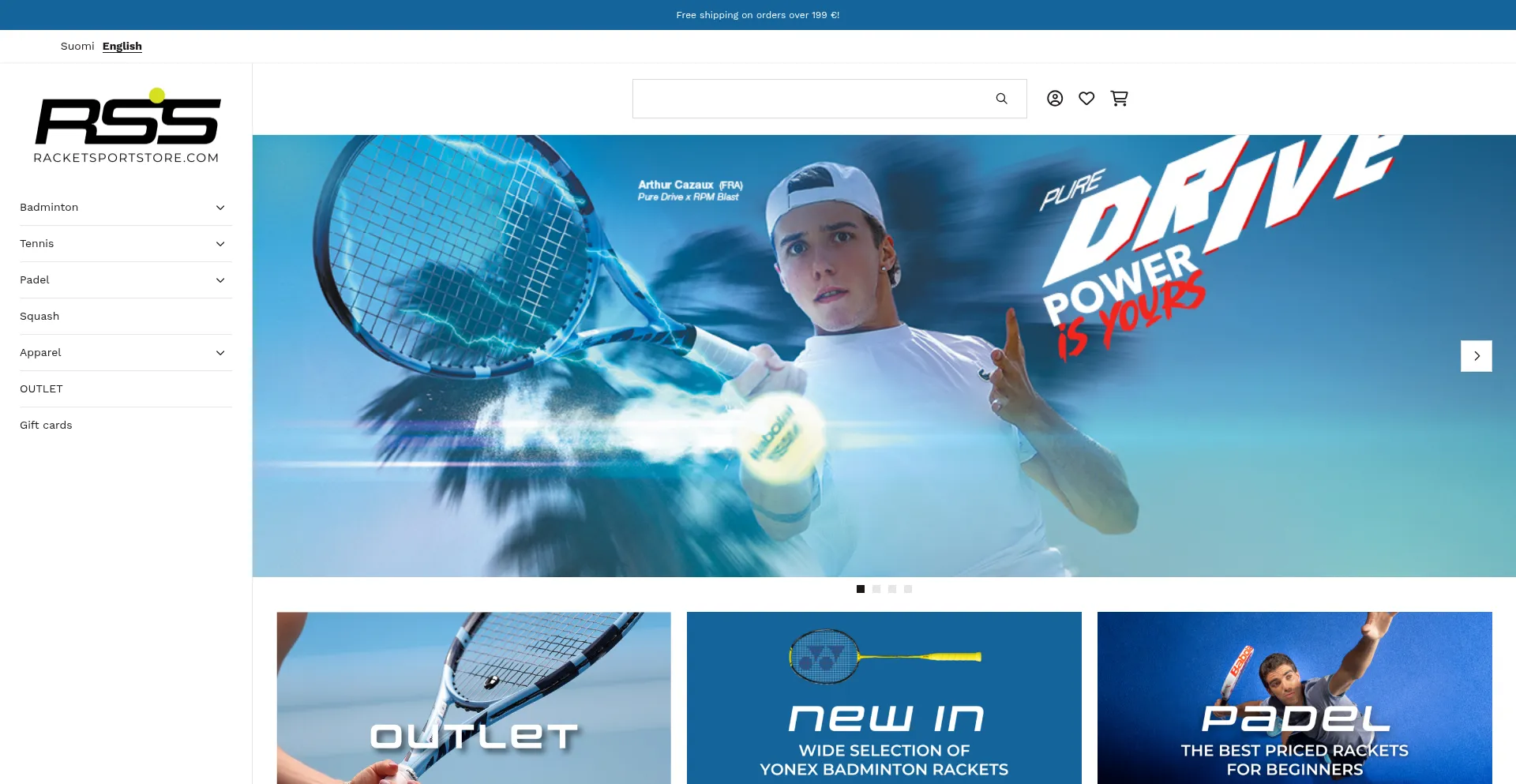Racketsportstore.com Screenshot
