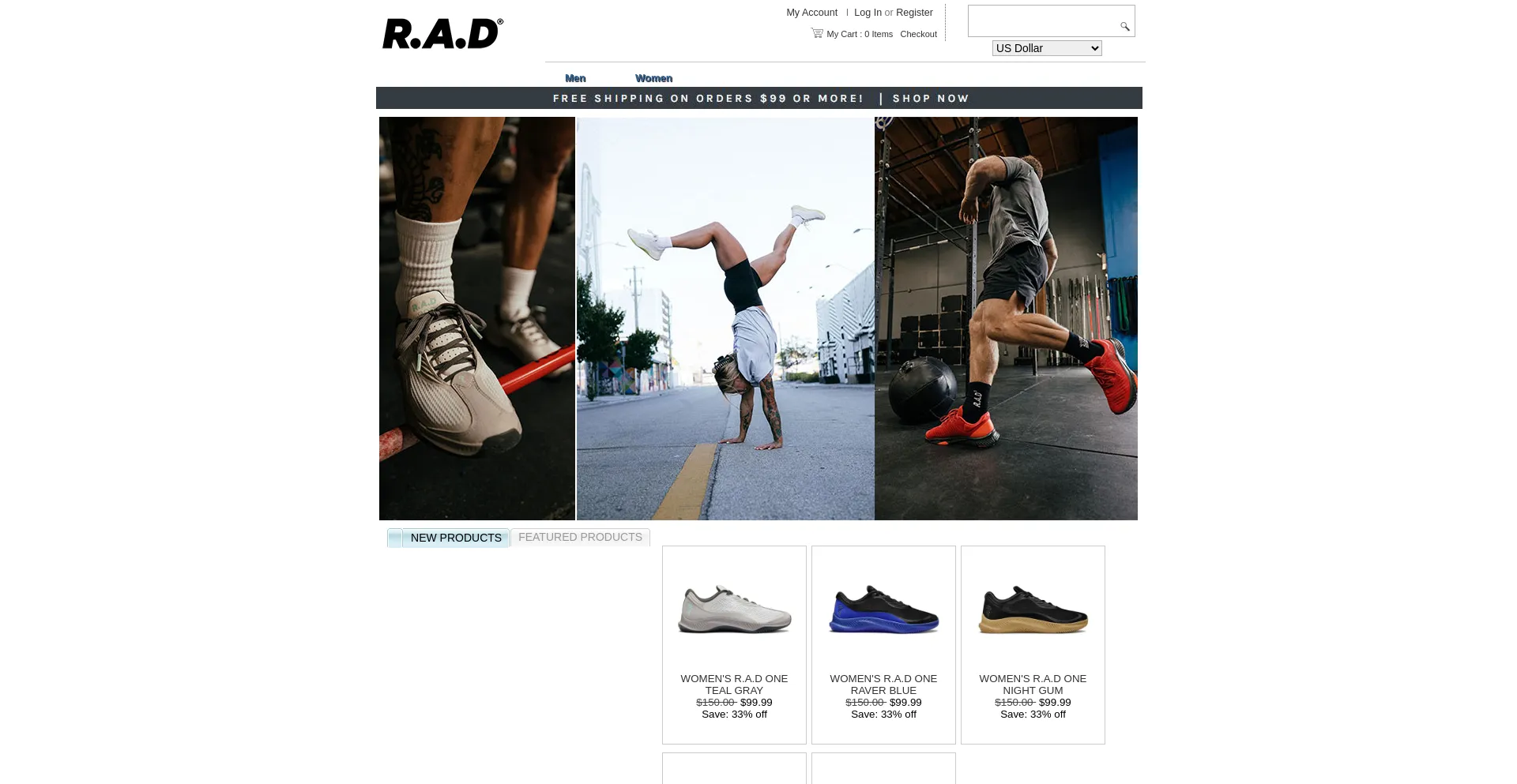 Website screenshot of Rad--shoes.com