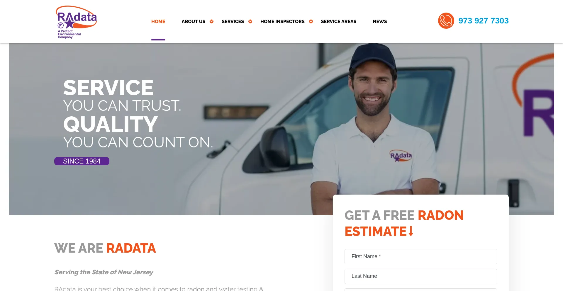 Website screenshot of Radata.com