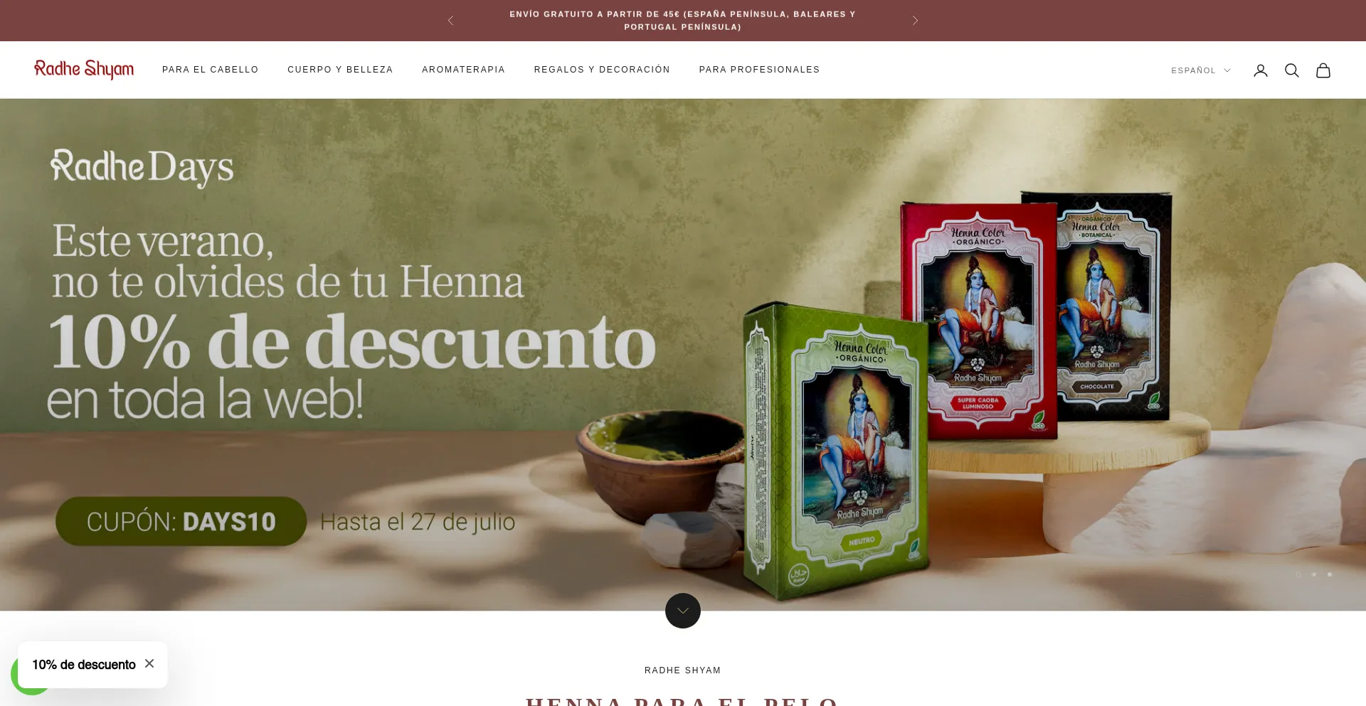 Website screenshot of Radheshyam.es