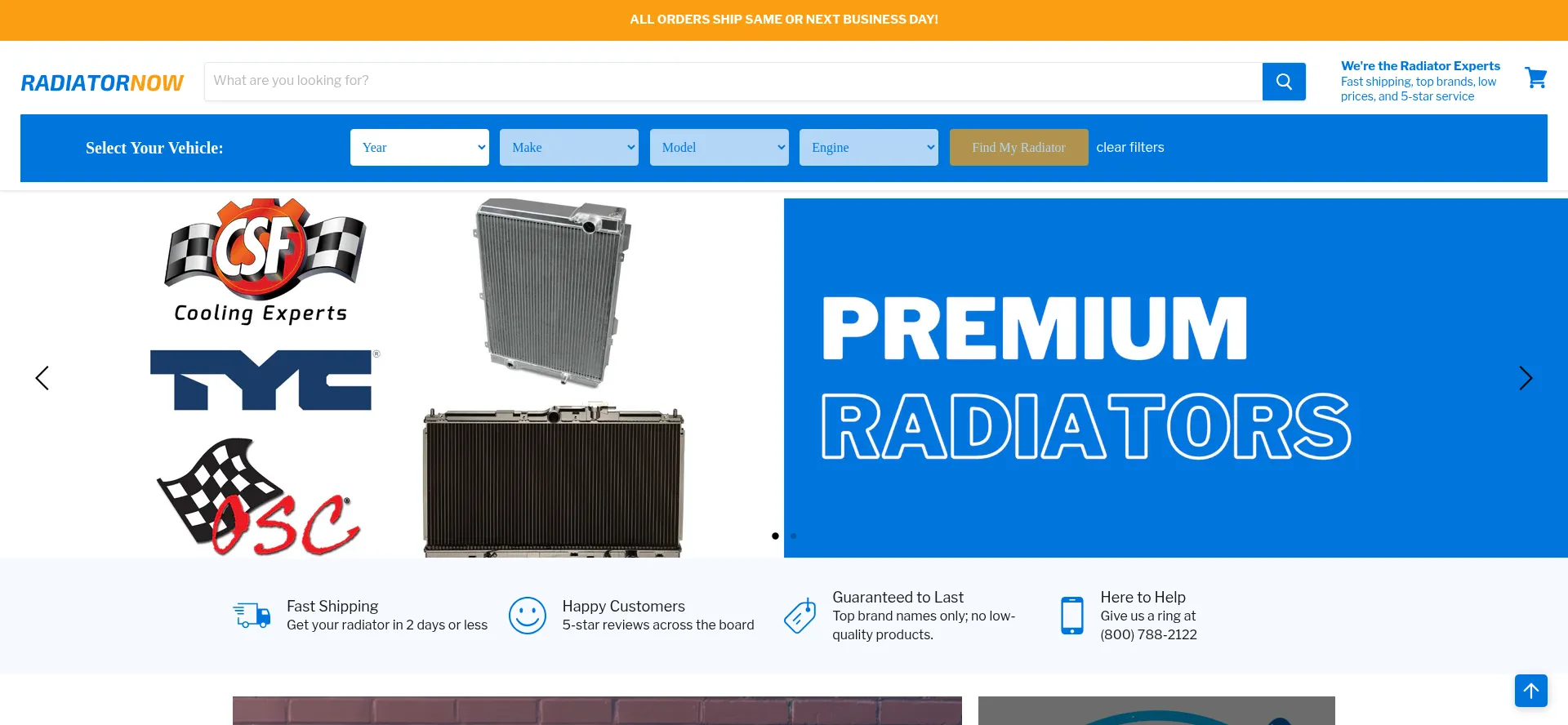Website screenshot of Radiatornow.com