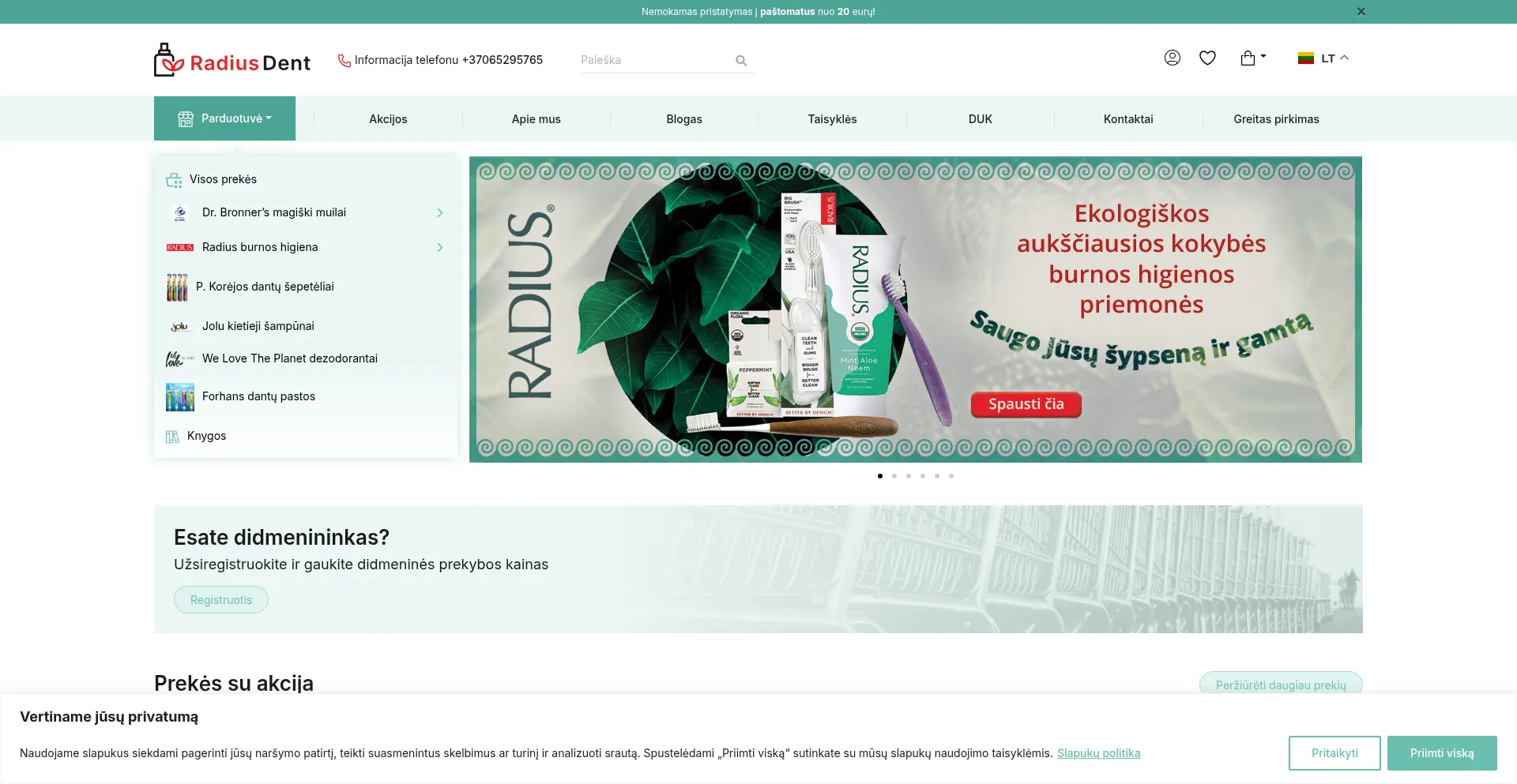 Website screenshot of Radiusdent.lt
