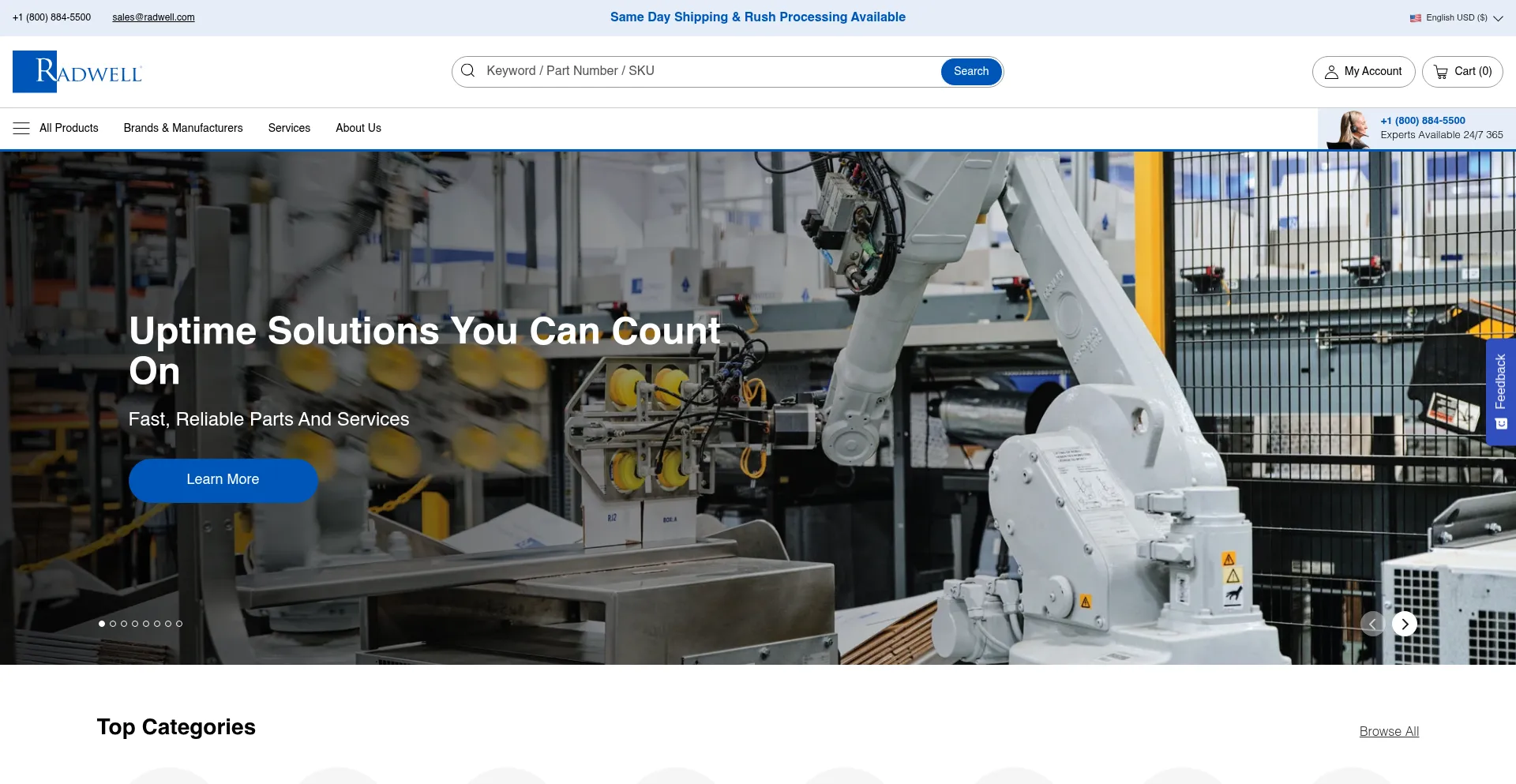 Website screenshot of Radwell.com