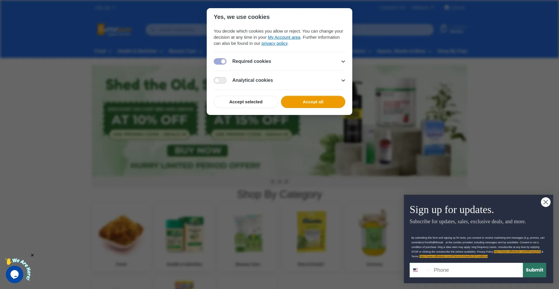 Website screenshot of Raffeldeals.com