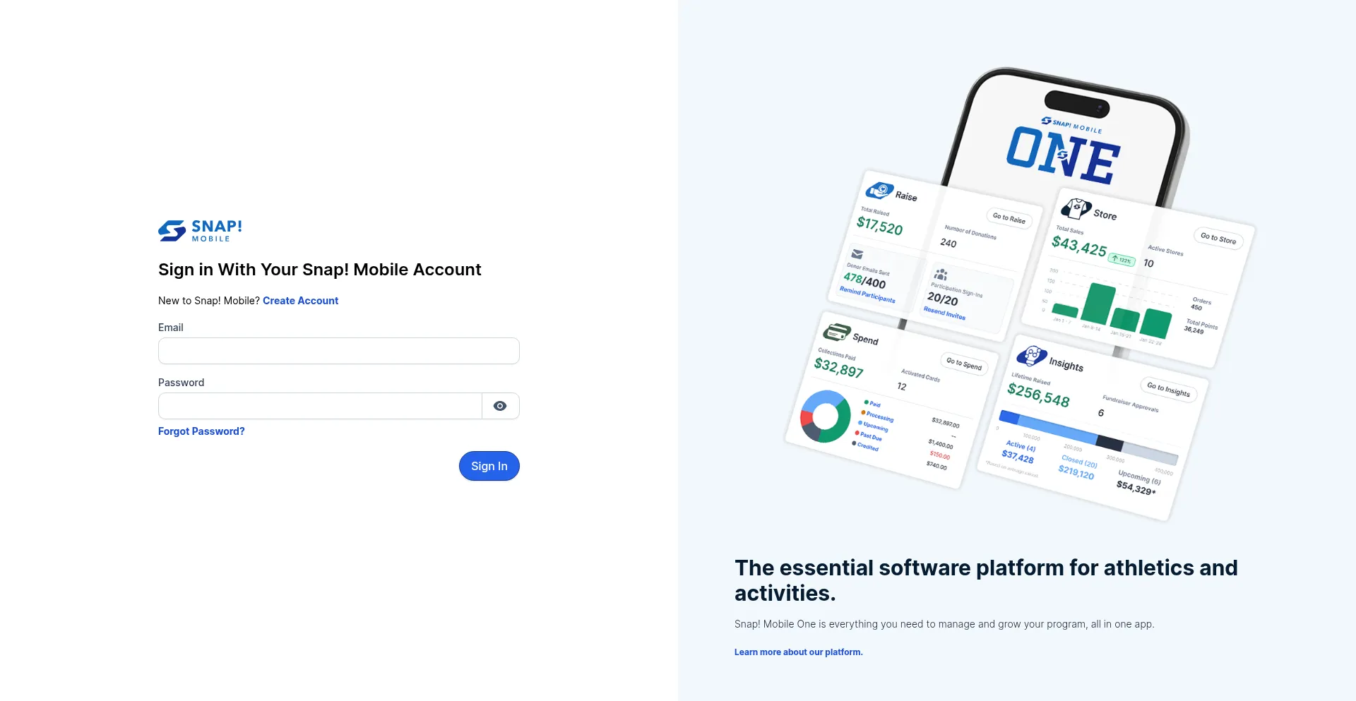 Website screenshot of Raise.snap.app