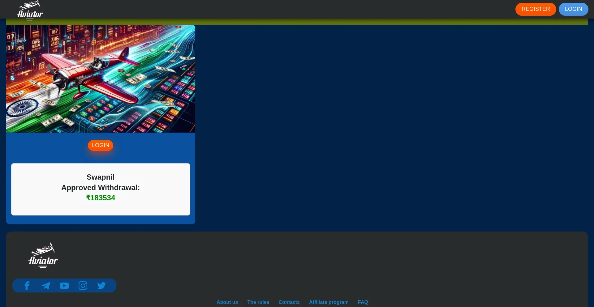 Website screenshot of Rajbetaviator.in