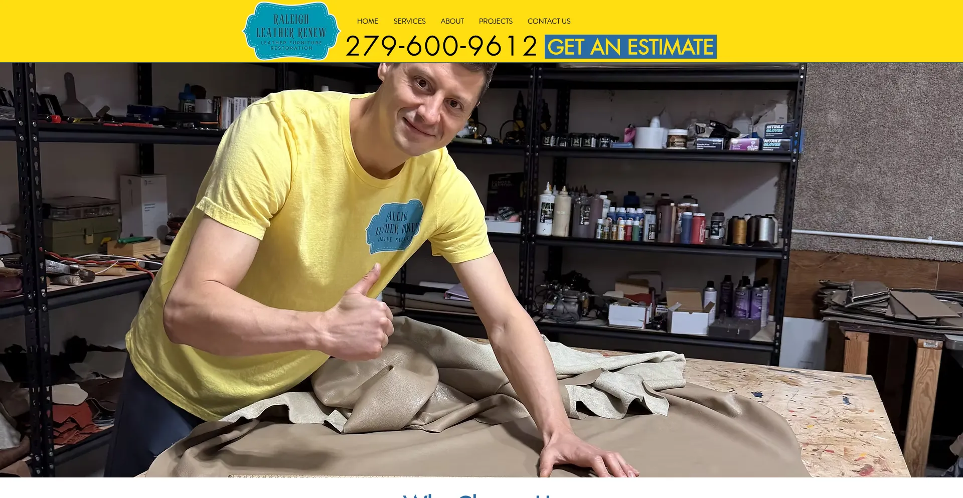 Website screenshot of Raleighleatherrenew.com