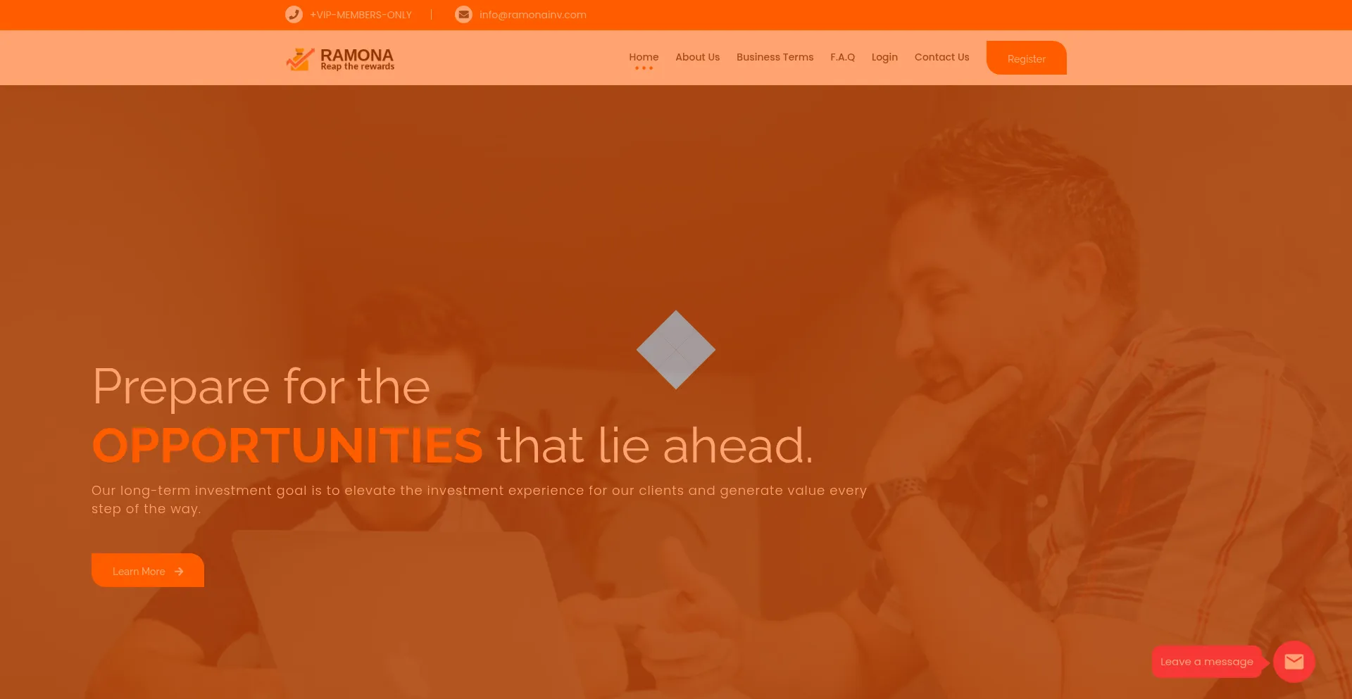 Website screenshot of Ramonainv.com