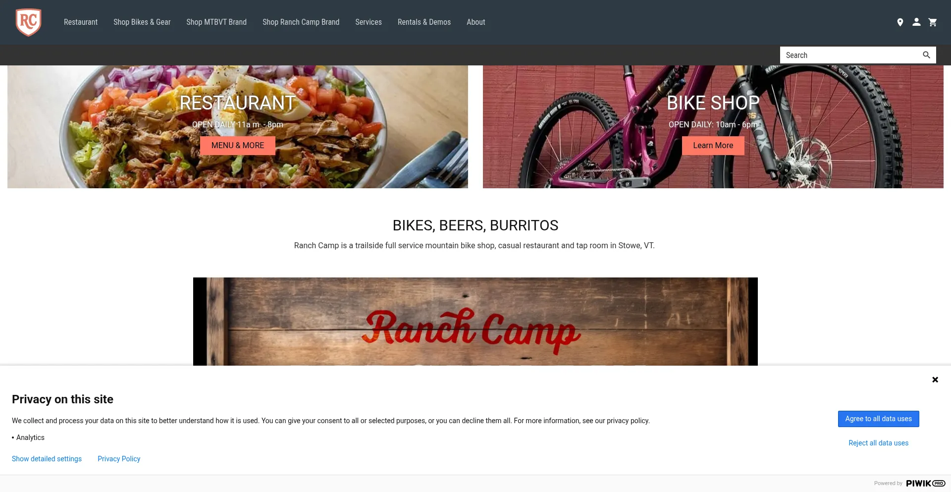 Website screenshot of Ranchcampvt.com
