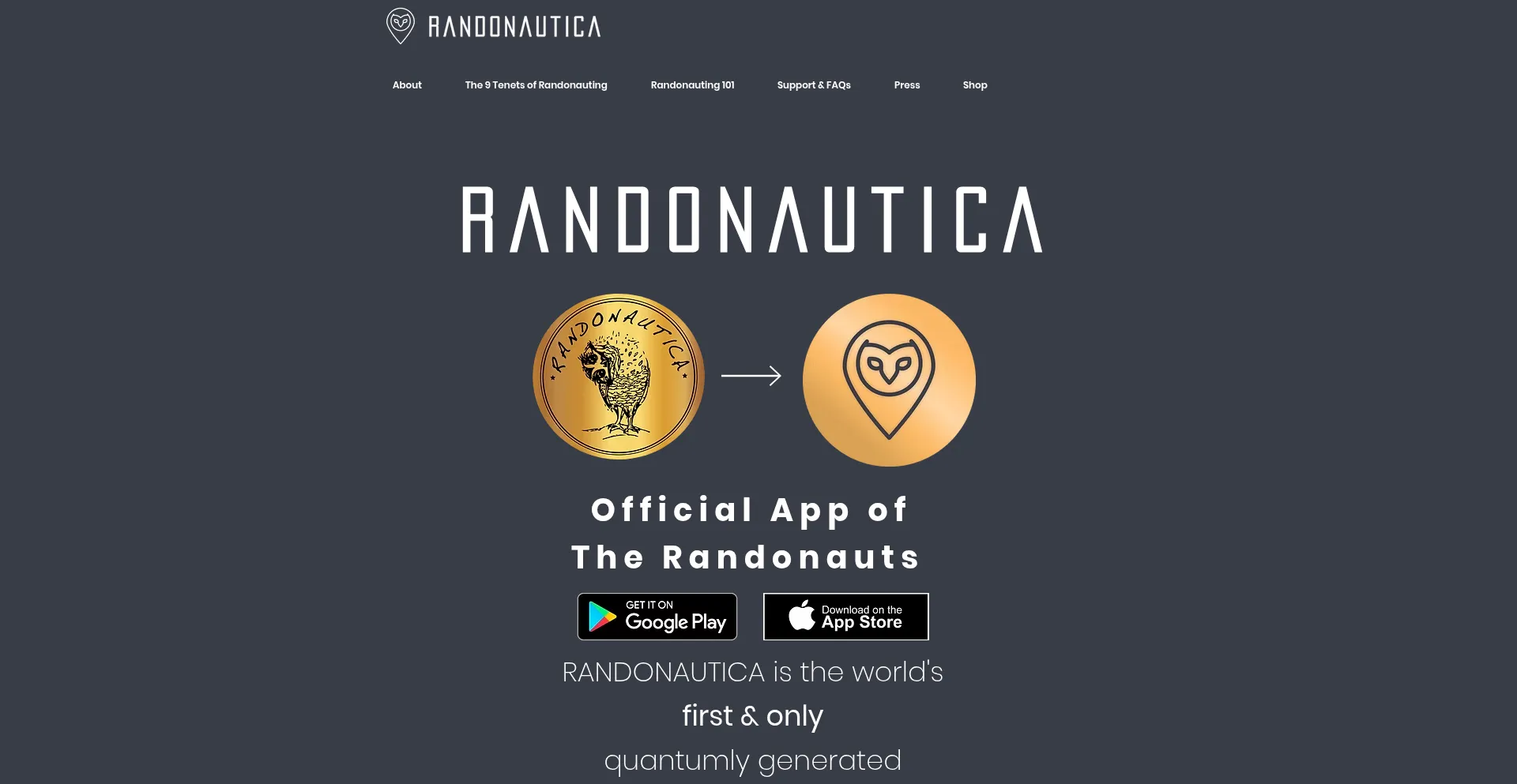 Website screenshot of Randonautica.com