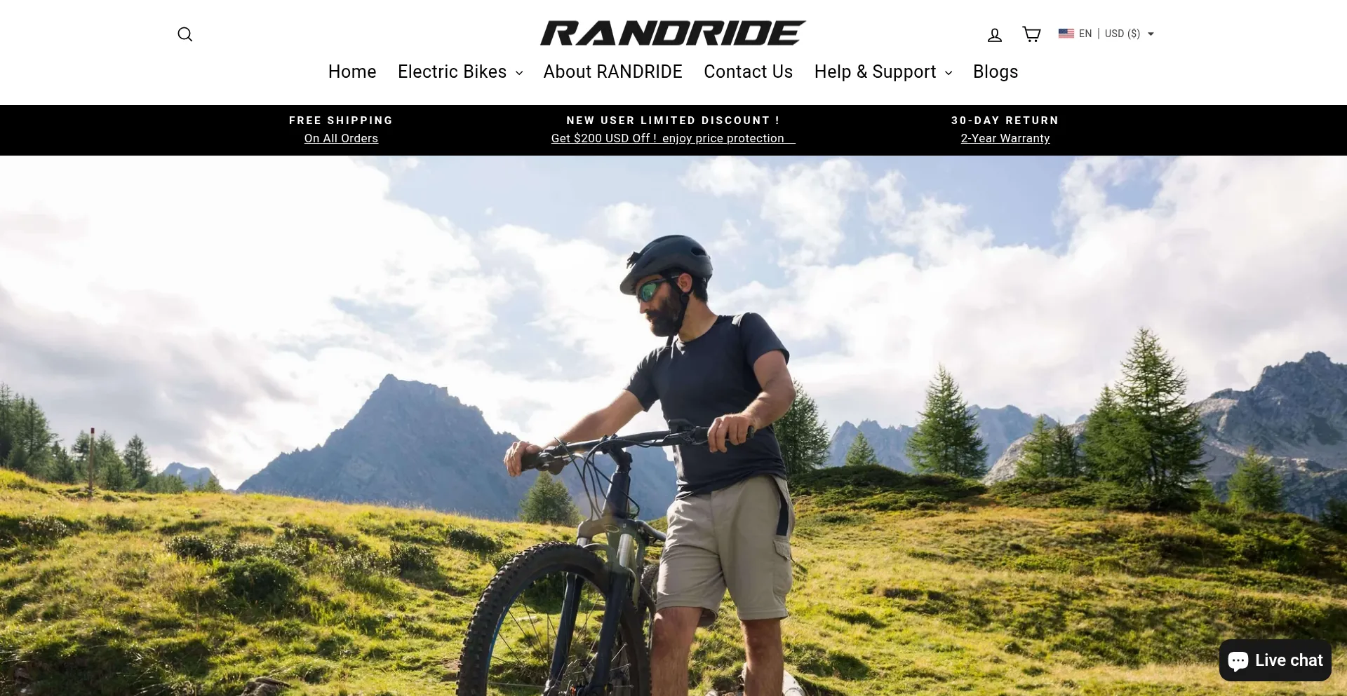 Randridebikes.com Screenshot