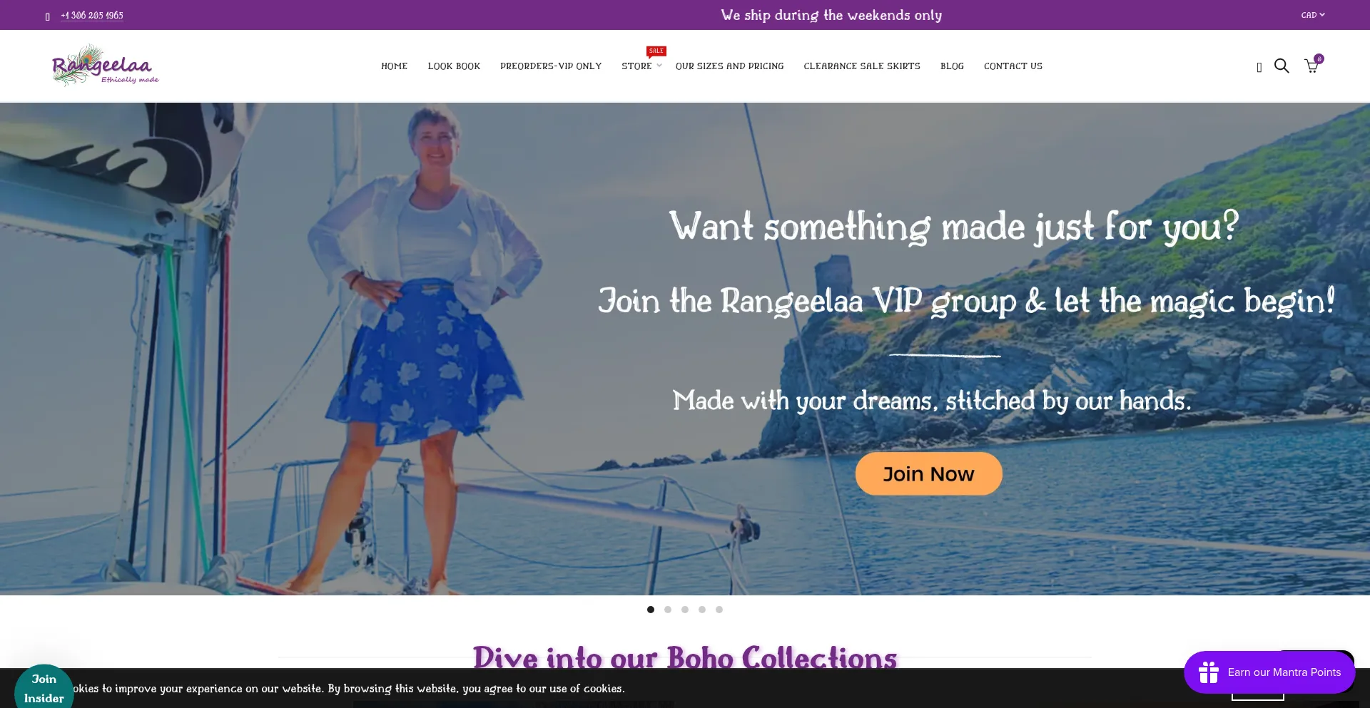 Website screenshot of Rangeelaa.com