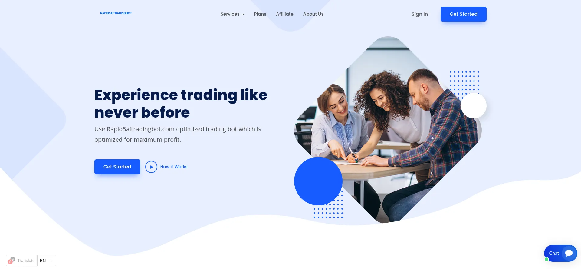 Website screenshot of Rapid5aitradingbot.com
