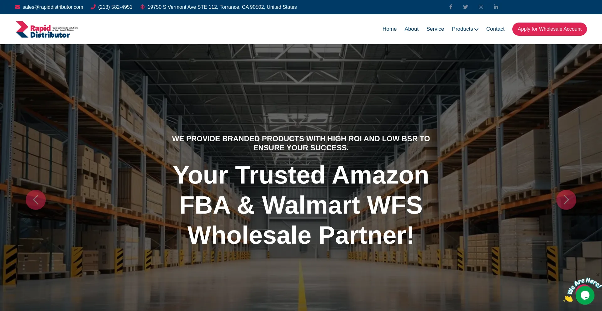 Website screenshot of Rapiddistributor.com