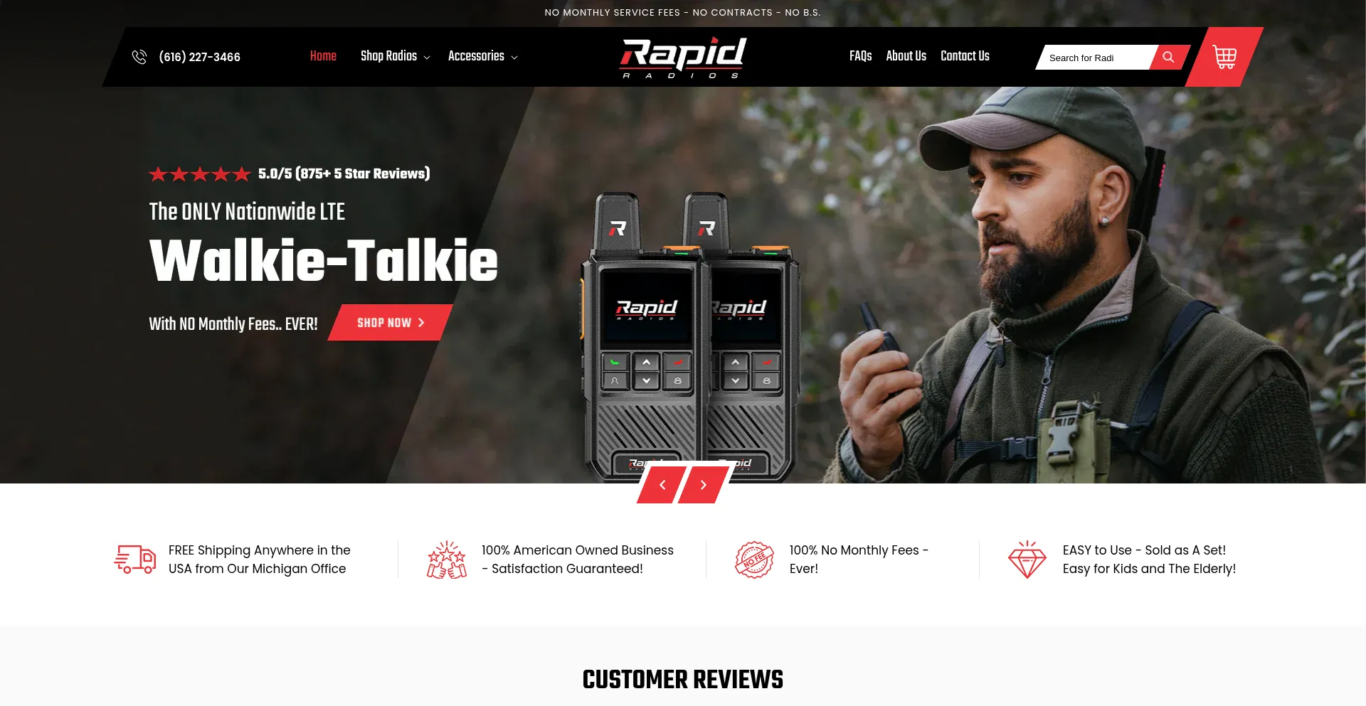 Website screenshot of Rapidradios.com