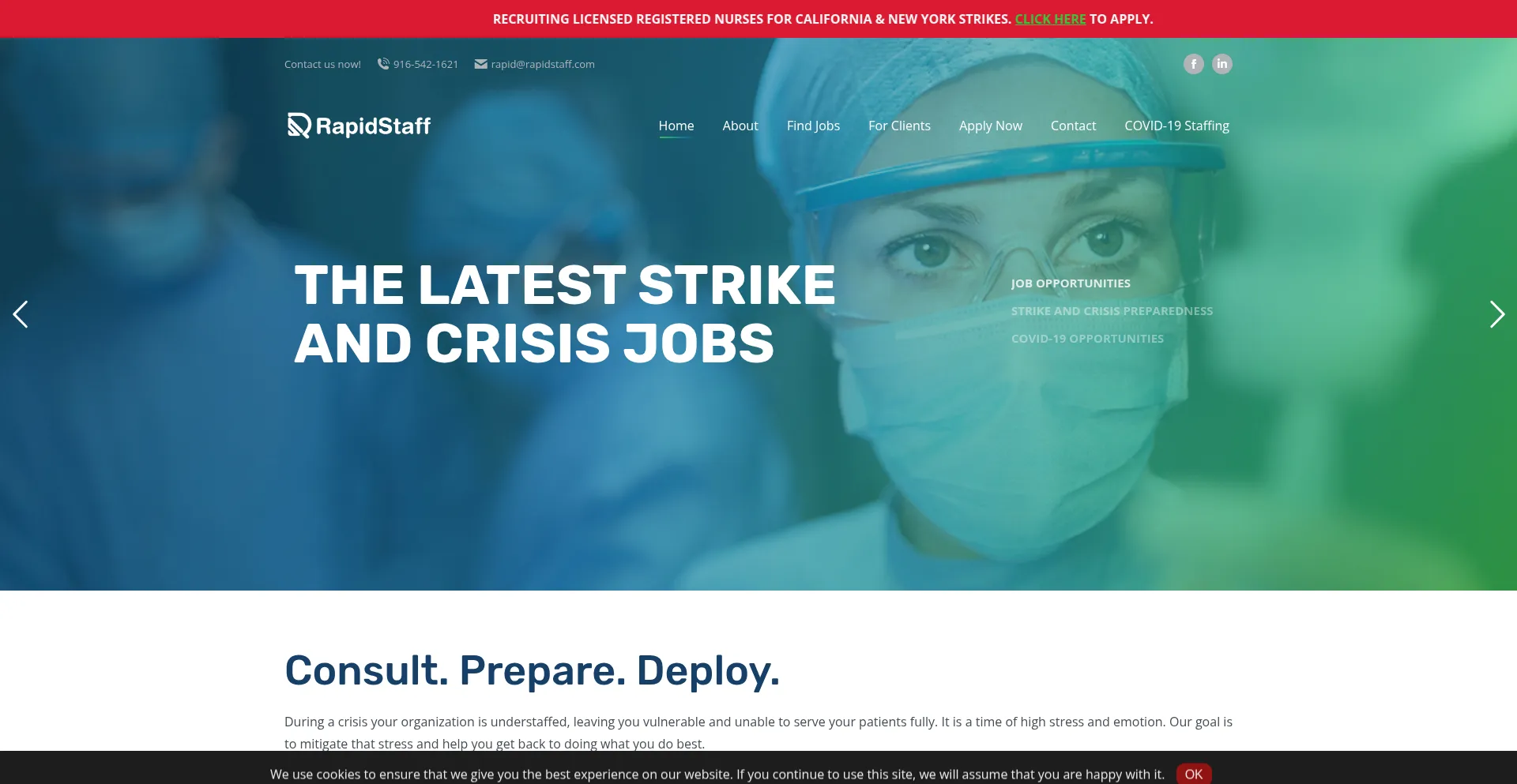 Website screenshot of Rapidstaff.com
