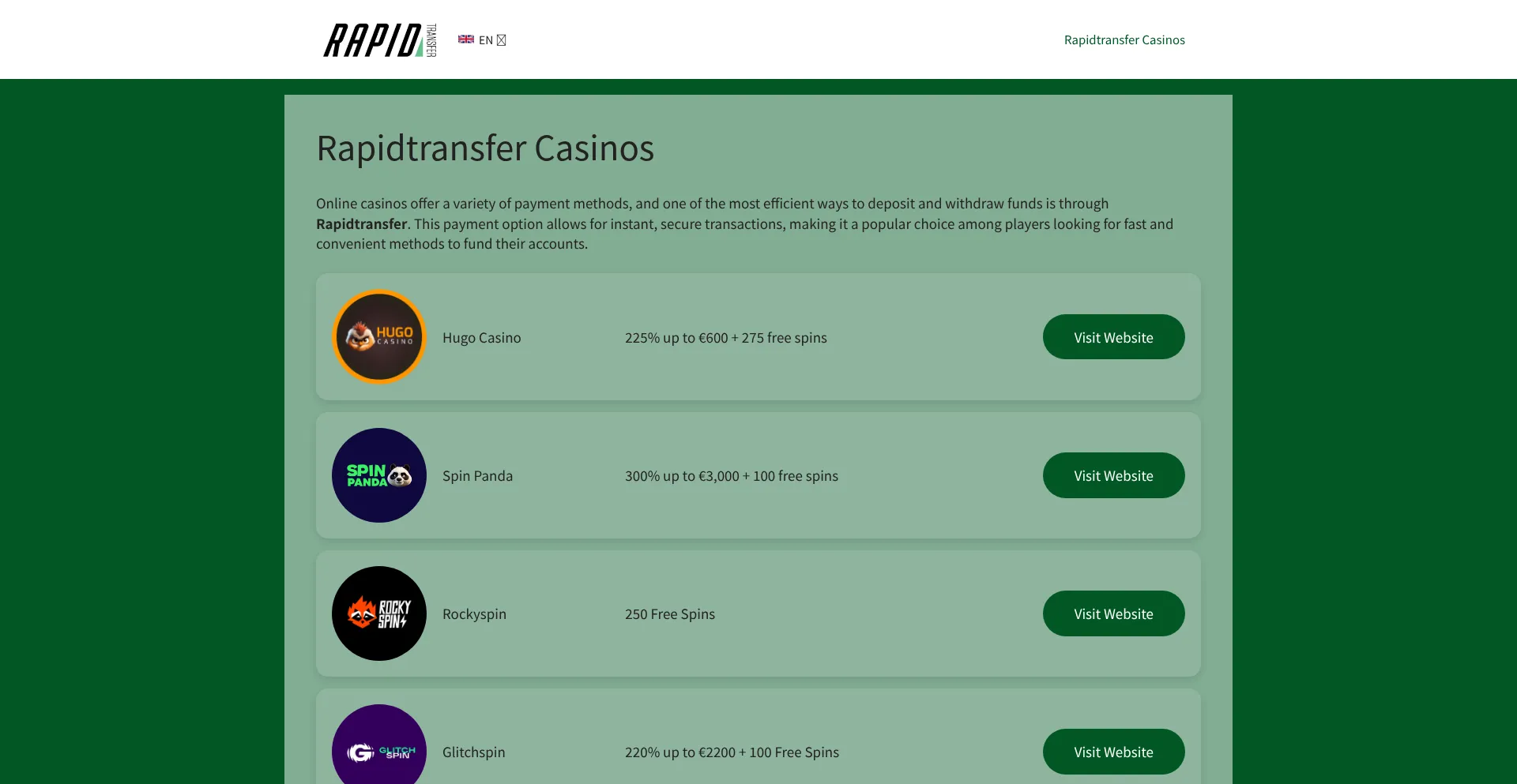 Rapid Transfer Casino Review: A Top Choice for Canadian Players