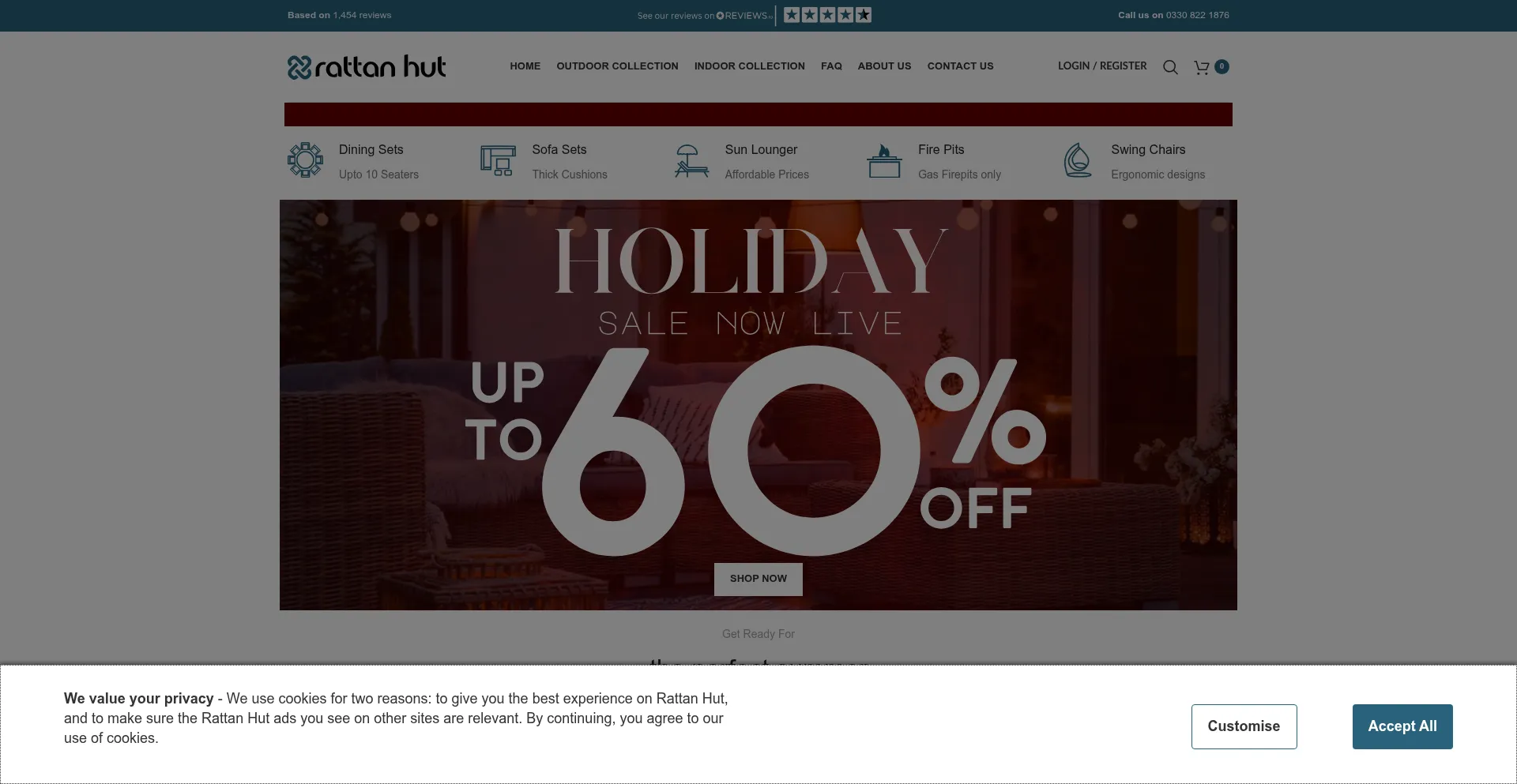 Website screenshot of Rattanhut.co.uk