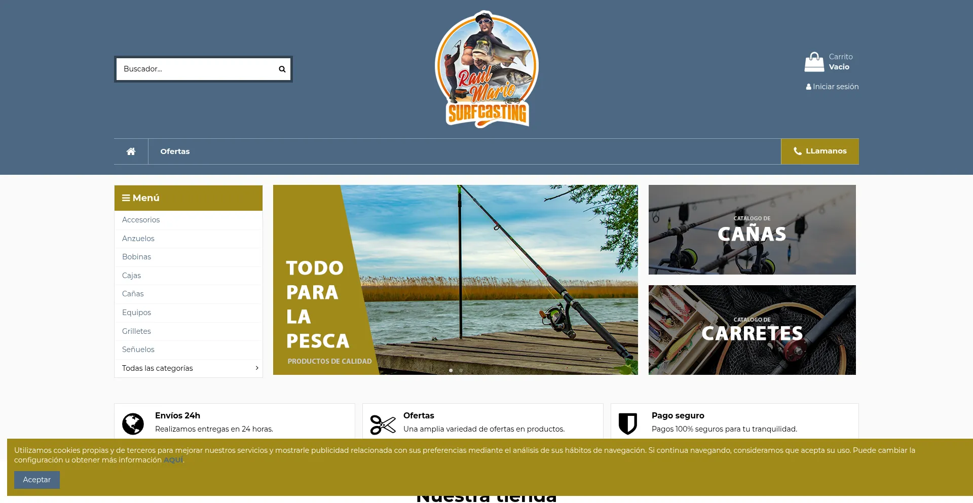 Website screenshot of Raulmariosurfcasting.com