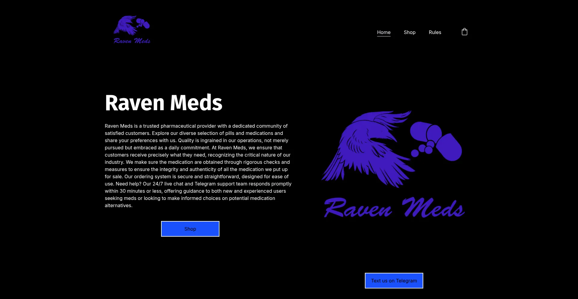 Website screenshot of Ravenmeds.com